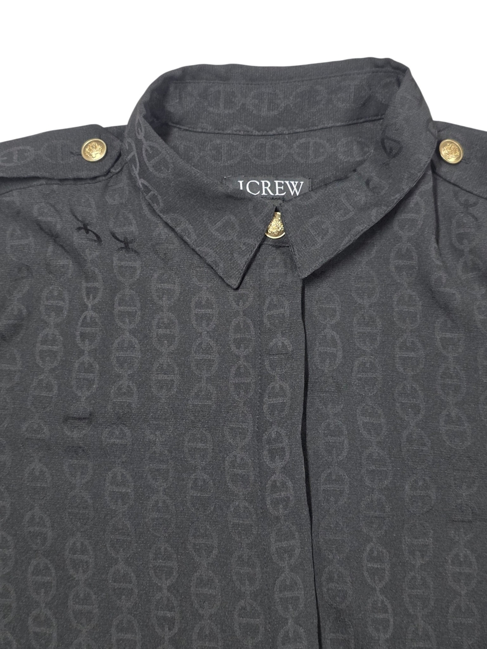 NWOT J.Crew Hidden Button Down Link Shirt Blouse Black - Size M